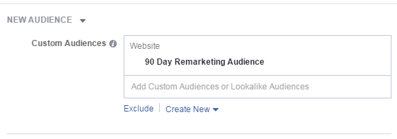 Facebook conversion tracking 90-day remarketing audience